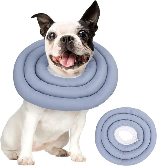 Dog Recovery Collar, Breathable Adjustable Soft Dog Cone, Waterproofing Cat Neck Cone, Pet Donut Collar After Surgery (Blue Gray, XL)