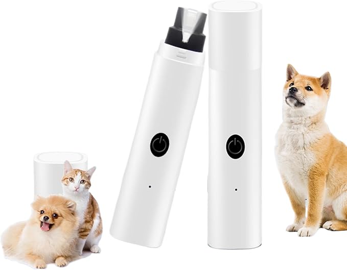 Quiet Rechargeable Pet Nail Grinder - Dog Nail Clippers and Grinder - with LED Lights and Quick Sensor, Diamond-Tip Dust Collector, Suitable for Large Dogs, Small Cats, and Rabbits (Pink)