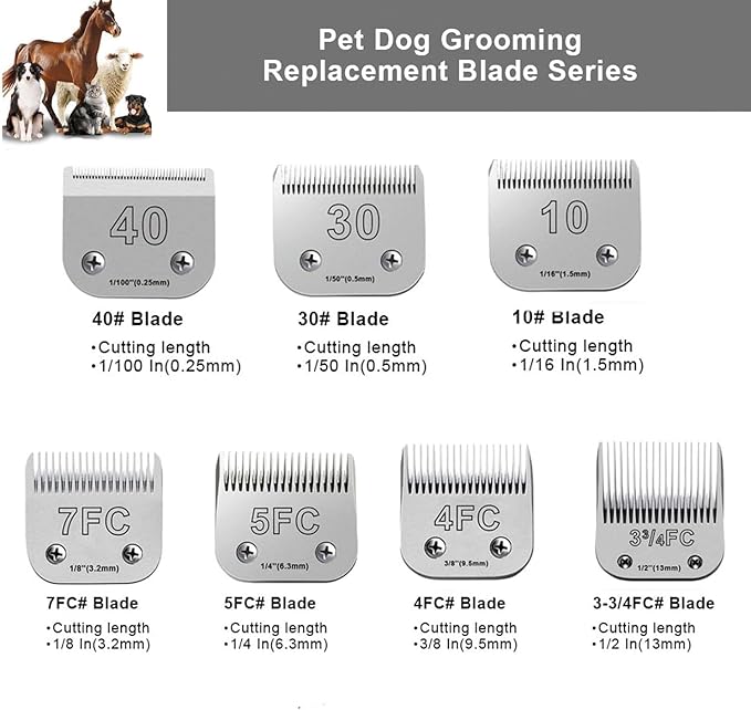 4Pack Dog Grooming Blades Compatible with Andis Dog Clippers,Dog Clipper Blades Compatible with Oster A5,Wahl km10 Dog Clippers for Animal Dog Cat Horse,Stainless-Steel Blade Sharp
