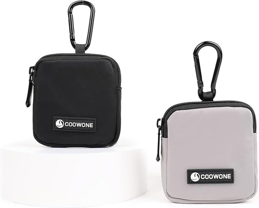 Dog Treat Pouch 2 PCS, Waterproof Small Dog Treat Bag for Leash, Hands Free Dog Walking Bag with Carabiner, Dog Poop Bag Holder for Pet Puppy Travel or Outdoor Use, Zipper Closure to Avoid Spilling