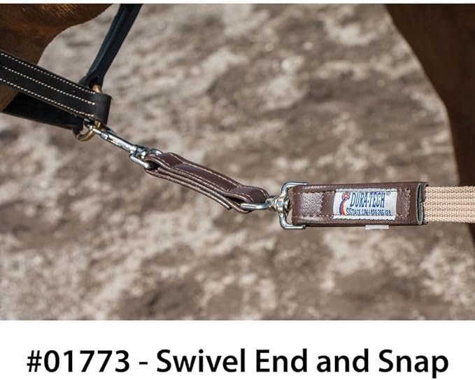 Dura-Tech German Web Cord Lunge Line for Horses | Soft Grip Ribbed Webbing | Lightweight & Durable | Nickel-Plated Snap or Chain Options | Lunch Line with Swivel End and Snap
