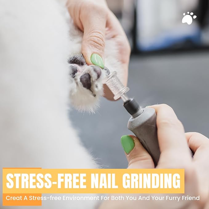 CAELUM 2Pack Diamond-Coated Pet Nail Grinder Bits, Dual Grit for Large & Small Dogs, 1/8” Shank for Dremel Nail Tools, Low Noise, Durable Nail Trimmer for Dogs, Top & Side Grinding