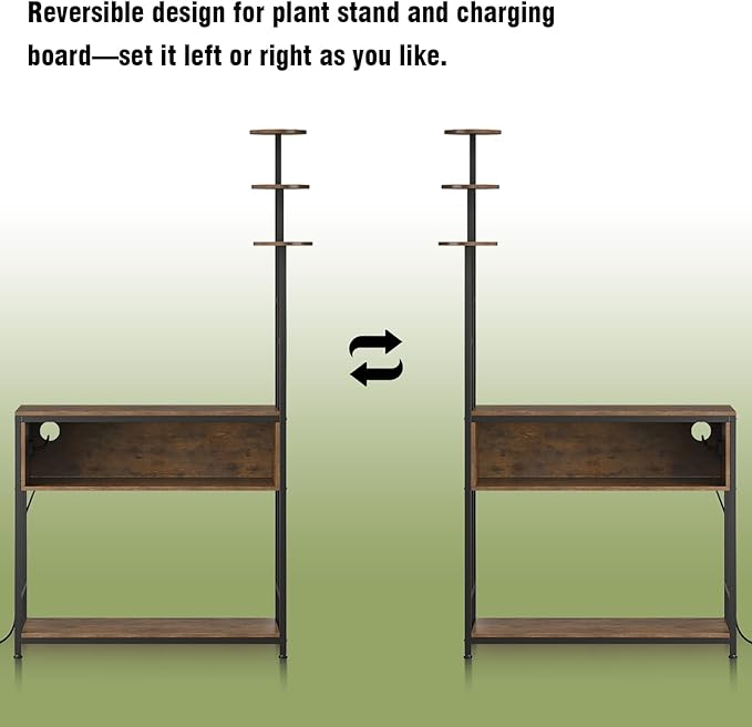 Aquarium Stand with Plant Shelves,20-Gallon Fish Tank Stand with 2-Tier Storage and Display Racks,Metal Frame Reptile Tank Table with Tall Plant Holders,Industrial Rack for Home,Office