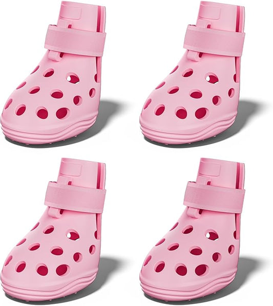 Dog Shoes for Hot Pavement, Breathable Dog Boots Paw Protectors with Adjustable Straps & Non-Slip Sole, Easy On & Off, Waterproof, Easy-Cleaning (Pink, S)