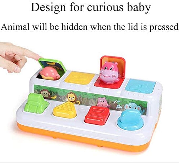 Animal Park Interactive Pop Up Music Toy,Up- Early Education Activity Center Toy, Ages 7 8 9 10 11 12 Months and up Infant Toddlers Toys.