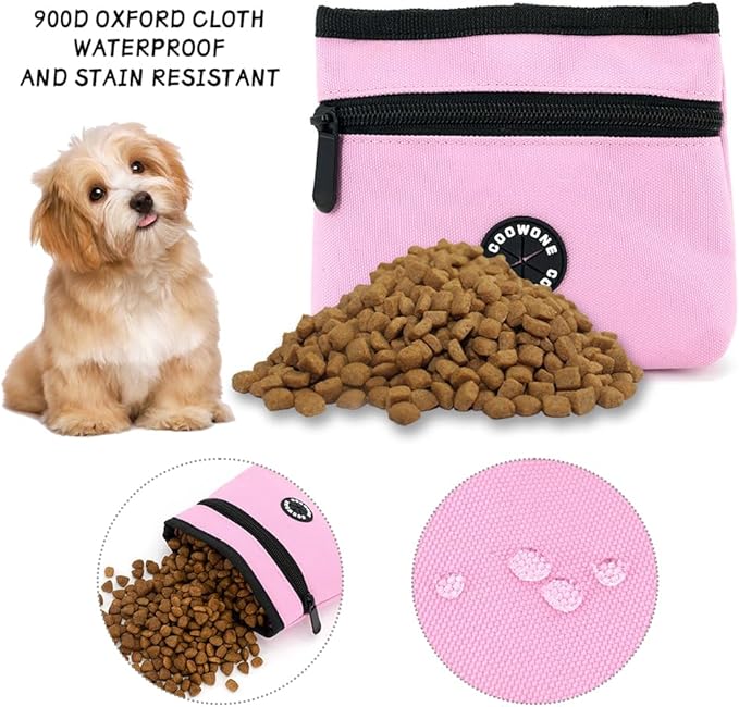 COOWONE Dog Treat Pouch with Pet Training Clicker, Detachable Dog Puppy Training Treat Bag, 900D Oxford Cloth Magnetic Closure Small Dog Walking Bag for Travel or Outdoor Use