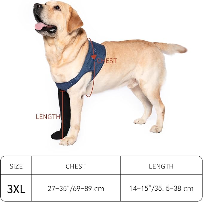 COODEO Dog Socks to Prevent Licking Paws, Healing Boots & Paw Protectors with Non-Slip Bottoms for Wound Protection, Waterproof Sleeve Shoes for Licking（Blue，3XL_Right