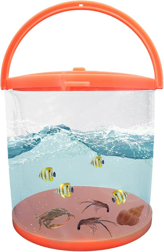 Foldable Small Aquarium, Portable Fish Tank, Fish Transport Container, Plasitc Fish Bowl, Beginner Tank, Great Concept for Catching and Release Critters, Beach, Pool and Lake (Red, Large)