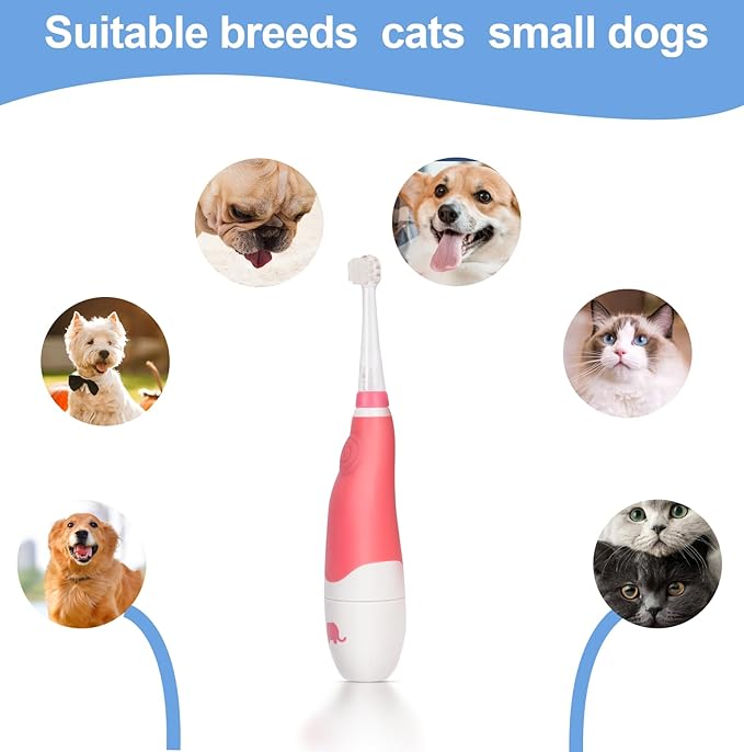 Dog/Cat Electric Toothbrush, Pet Electric Toothbrush with Searchlight/Soft Bristles, Suitable for Small Dogs and Cats