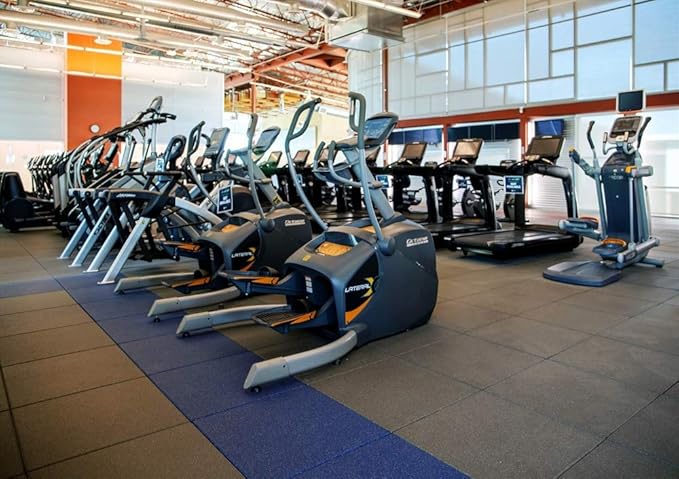 American Floor Mats - Extreme Rubber Gym Tiles - 1 Inch Thick Gym Tiles - 48" Long x 8" Wide Beveled Edge Ramp - Solid Black