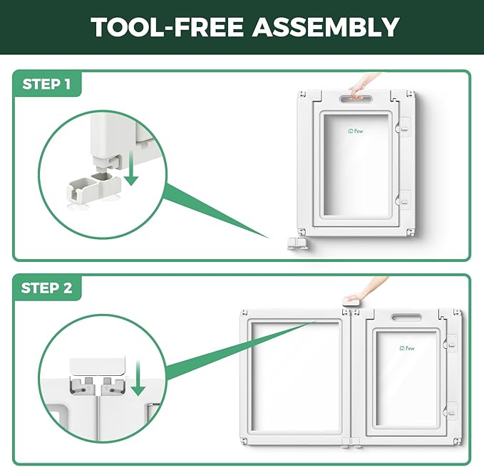 FXW AuraSpace Acrylic Indoor Unleashed Dog Playpen for Small and Medium Dogs, 30 Inch, 10 Panels, White