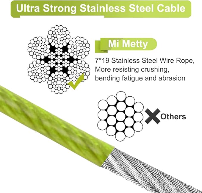 Tie Out Cable for Dogs,50FT Dog Leads,Heavy Duty Tie Out Cable for Large Dogs Up to 125lbs,Durable Dog Runner Tether Line for Outdoor,Yard