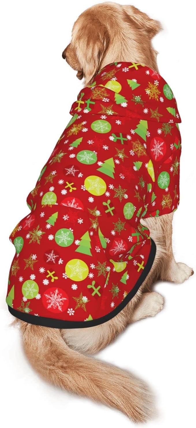 Christmas Tree Print Hoodie,Christmas Cosplay Dog Clothes with Pocket and Hat Winter Clothes Sweaters XXX-Large