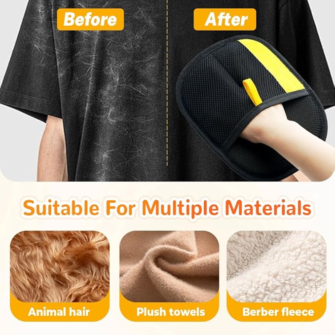 Pet Hair Remover Gloves, 2025 New Electrostatic Pet Hair Removal Gloves, Reusable Grooming Glove for Cats & Dogs
