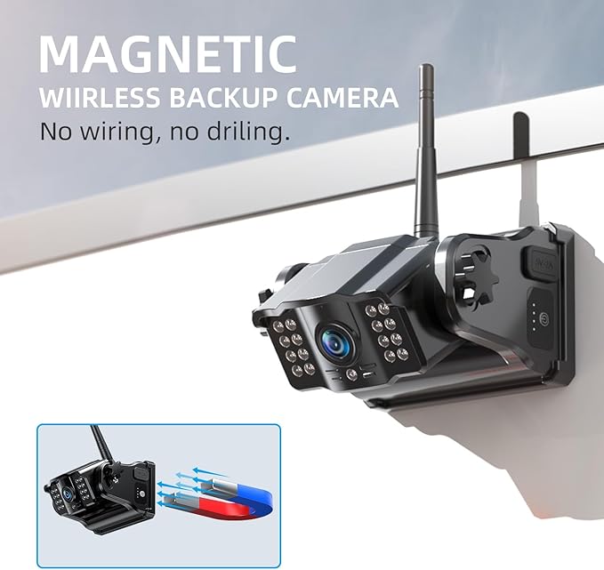 eRapta Wireless Backup Camera Magnetic: 5” Portable, 1-Min Install-Free Trailer Backup Camera with FHD1080P, Infrared Night Vision, 150° Wide-Angle View for Trailer/RV/Truck/Car/Tractor ACT501