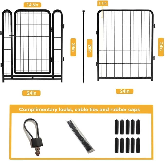 Dog Playpen 24 inch(H) 16 Panels Dog Fence Outdoor for Yard. Metal Dog Pen Heavy Duty Pet Puppy Exercise Pen for Rv Camping Garden Yard, Wide Door Low Threshold Dog Fence Total 31.4 Ft(L)