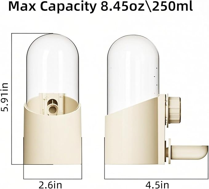 Automatic Hanging Bird Water Bottle - No Drip Cage Mounted Waters Feeder for Parakeets, Cockatiels, Budgies, Lovebirds, Finches, Canaries, Parrots (Bird Cage Accessories Travel Essential)