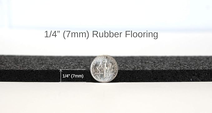 American Floor Mats 1/4in (7mm) Thick Solid Black 4' x 16' Heavy Duty Rubber Rolls, Protective Exercise Mats, Home Gym Rubber Flooring