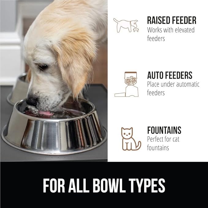 GORILLA GRIP 100% Waterproof Raised Edge BPA Free Silicone Pet Feeding Mat, Dog Cat Food Mats Contain Spills Protects Floors, Placemats for Cats and Dogs Water Bowl, Pets Accessories 16x10, Charcoal