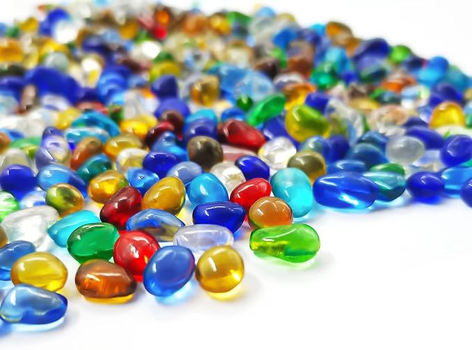 Keedolla 3 LB Glass Fish Tank Gravel Aquarium Fish Tank Stones, Betta Fish Bowl Rocks Gems Marbles Pebbles Gravel for Aquarium, Fish Tank, Vase Fillers, Succulent Plants Decor - Rainbow