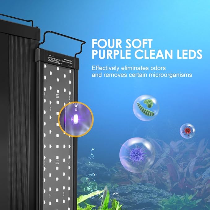 Aquarium Light,22W 24/7 Natural Mode,9 Light Modes(Water Grass Mode & 7 Colors & Cycle),Adjustable Timer and 7 Color Brightness - with Expandable Mounting Bracket for 24~30IN Fish Tank