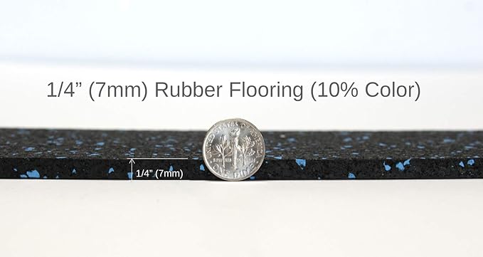 American Floor Mats 1/4in (7mm) Thick 10% Grey 4' x 19' Heavy Duty Rubber Rolls, Protective Exercise Mats, Home Gym Rubber Flooring