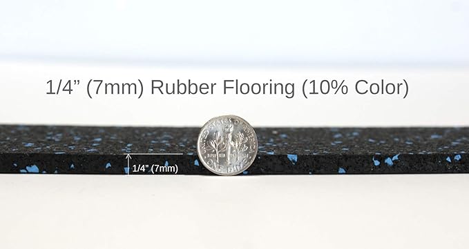 American Floor Mats 1/4in (7mm) Thick 10% Red 4' x 19' Heavy Duty Rubber Rolls, Protective Exercise Mats, Home Gym Rubber Flooring