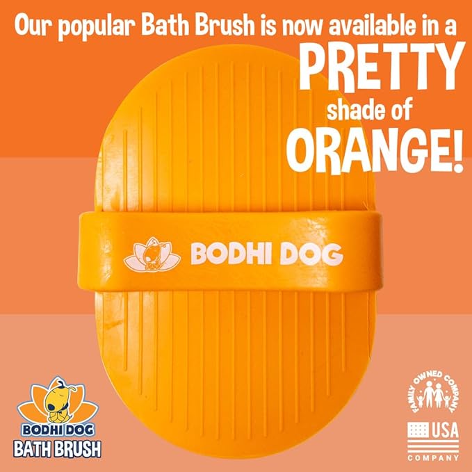 Bodhi Dog Shampoo Brush - Pet Grooming & Bath Supplies for Dogs and Cats - Bath Brush for Long & Short Hair - Premium Scrubber for Shower, Bathing & Massage (One Pack, Orange)