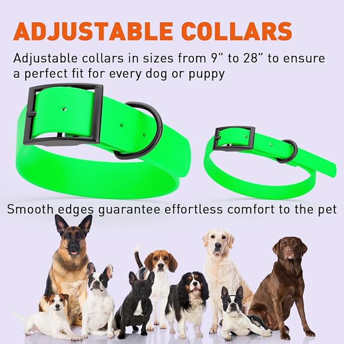 Dogline Biothane Waterproof Dog Collar Strong Coated Nylon Webbing with Black Hardware Odor- Proof for Easy Care Easy to Clean High Performance Fits Small Medium or Large Dogs, Tropical Green