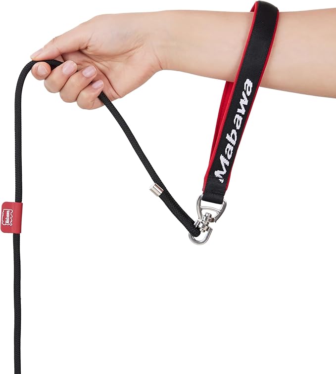 Dog Anti-Slip Leash 5FT with Metal Stopper - Durable No-Pull Training Lead for Small, Medium & Large Dogs - Comfortable Handle Nylon Rope, Tangle-Free Pet Walking Leash (Black, 5 FT)