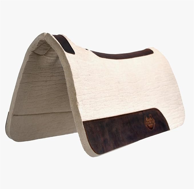 Black HOOF BlackHoof Steam Pressed Merino Wool Felt Contoured Pad 1 Inch Thick(31in Length and 32in Width), Saddle pad for Horses, White