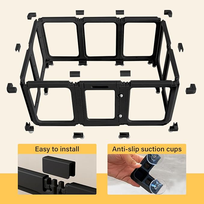 Clear Acrylic Dog Playpen, Dog Play Pen for Puppy Cat Rabbit Small Pet, Easy Assemble Pen, Preferable Small Cage, 23.6" H, 12Pcs, Black