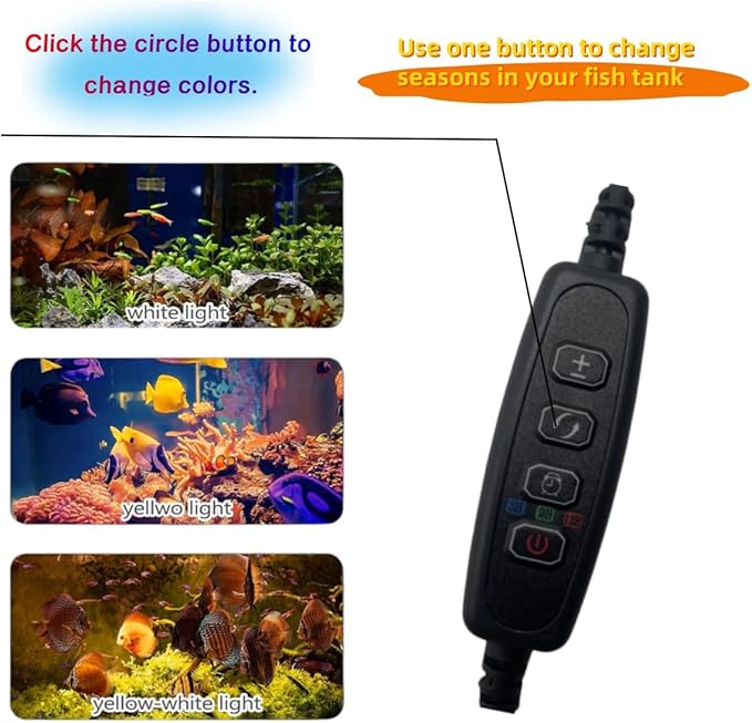 Aquarium Focus Light for Open Fish Tank Indoor LED Light Big Clip Lamp Adjustable Focus (White-Yellow with Timer)