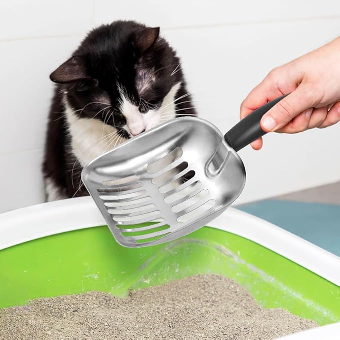 Cat Litter Scoop -Metal Cat Litter Scoop-Sturdy Mesh Scooper - Mesh Shovel-Easy to Clean - Suitable for Cat Litter Box -Black