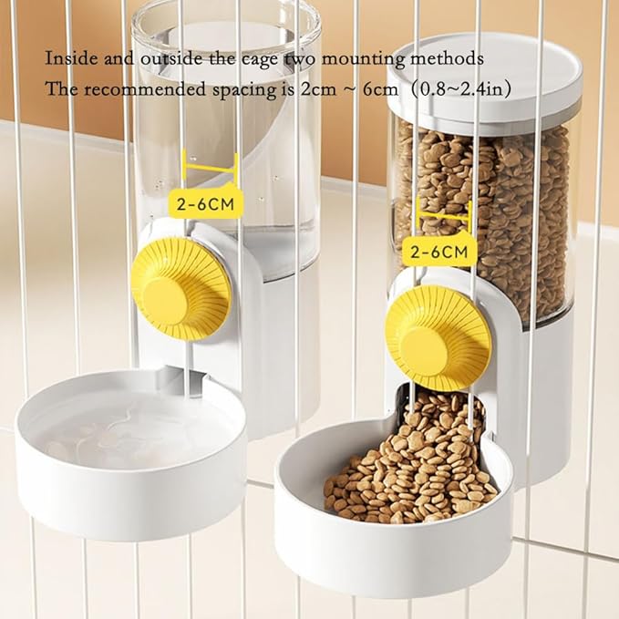 Pet Hanging Automatic Feeders Drinking Bowls 40oz, Auto Gravity Pet Feeding Water Set, Cage Pet Feeding Bowls Dispenser for Cats Dogs Puppy, Rabbit Hamsters Chinchilla Hedgehog (Blue-Water)