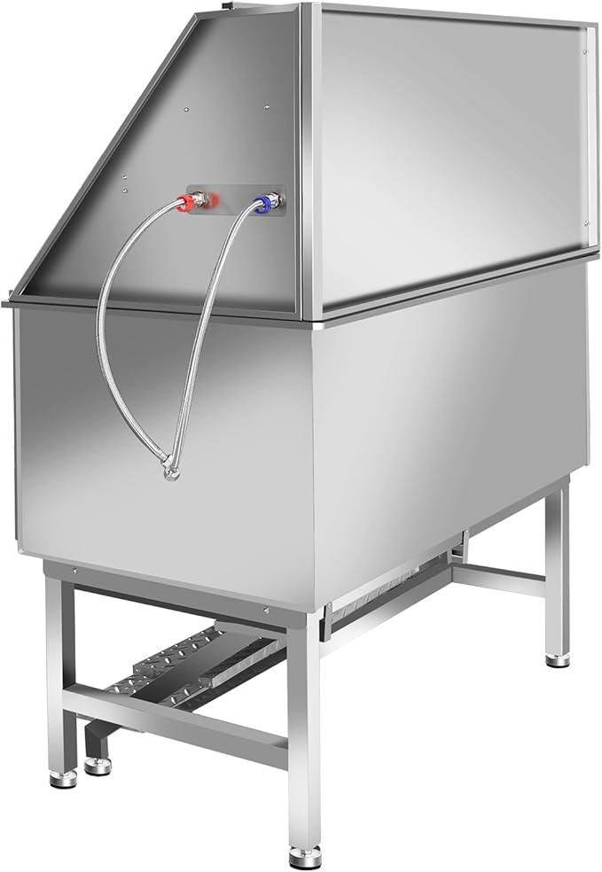 Dog Washing Station 38'' Stainless Steel Pet Grooming Tub for Large Dogs Over-Size Professional Dog Grooming Bathtub Station Wash Shower Sink Pet Grooming Bathtub Station