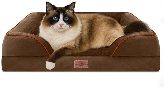Comfort Expression Small Dog Beds Waterproof Cat Beds Orthopedic Foam Sofa Beds for Small Dogs Comfy Pet Bed with Washable Removable Cover & Non-Slip Bottom(XX-Small,Chocolate Brown)