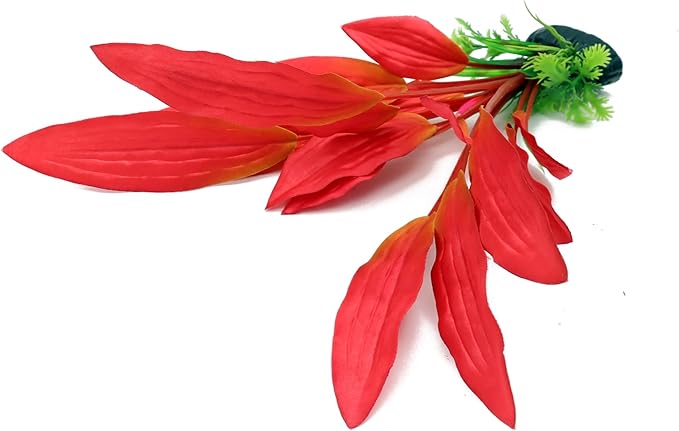 ALEGI Silk Aquarium Plants, 12 Inch Artificial Silk Plants Decorations for Fish Tank,Aquarium Décor Plastic Plants (Red, 2 Pack)