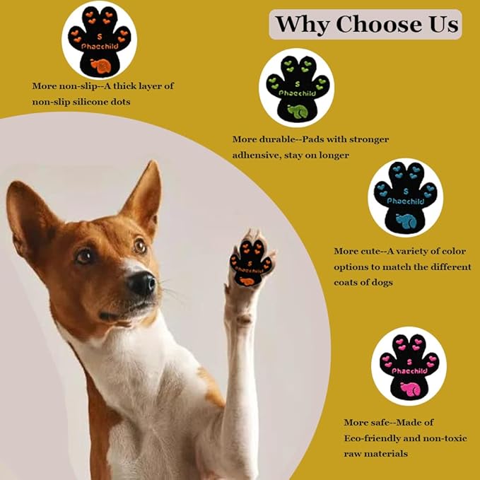 Dog Paw Pads Anti-Slip Grips,Dog Paw Protectors for Senior Dogs on Hot Pavement,Provides Traction to Keep Them from Slipping on Smooth Floors 20 sets-80 Pads Multicolor L