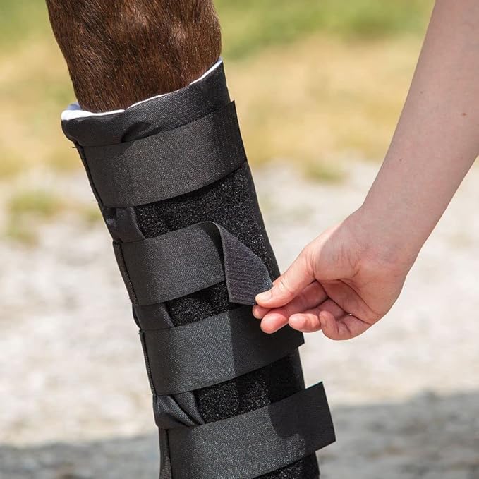 Dura-Tech Quick Wrap No Bow Leg Wraps for Horses | Size 12" | Color Black | Exceptional Leg Coverage | Versatile Use | Secure and Easy Application | Sold in Pairs
