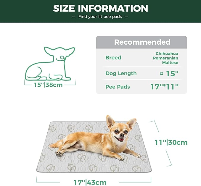 FXW Washable Pee Pads for Dogs, Puppy Pads with Super Absorbent, Specifically Designed for 18inch Cages, 17" × 11" Rectangle, Khaki, 1 Pack