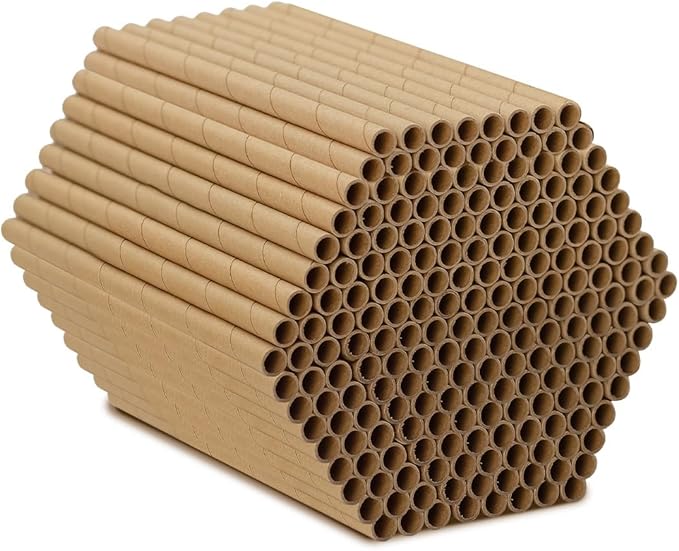 200pcs Cardboard Bee House Nesting Tubes - 6" Long X 5/16" Diameter Tube for Mason Solitary Bees - for Filling Insect Hotels and Bug Houses