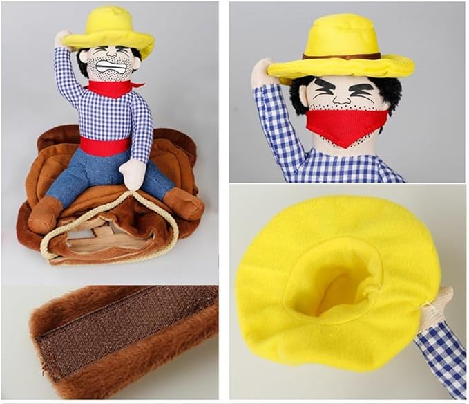 Deluxe Cowboy Rider Pet Costume - Funny Dog Halloween Outfit with Doll and Hat, Adjustable Knight Style Costume for Labs, German Shepherds, and Golden Retrievers, and More (XS)