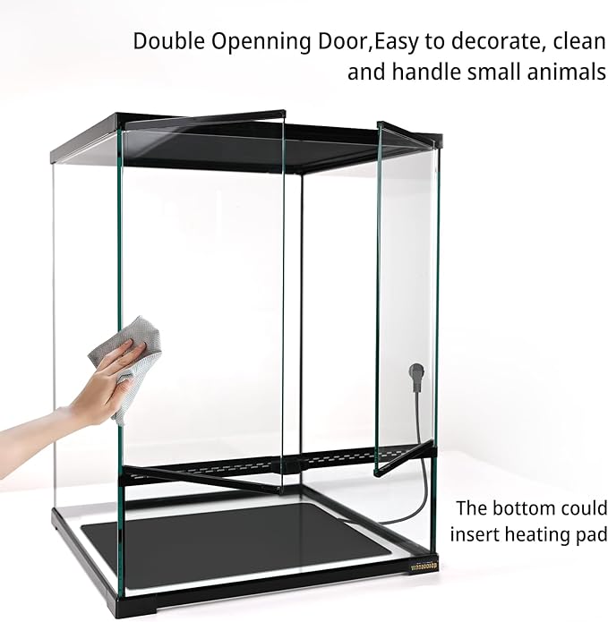 30 Gallon Tall Reptile Glass Tank Terrarium 18"x18"x24" Large Habitat Enclosure for Gecko,Lizard,Chameleon,Frog,Snake,No Install Needed and Come with Tank Background