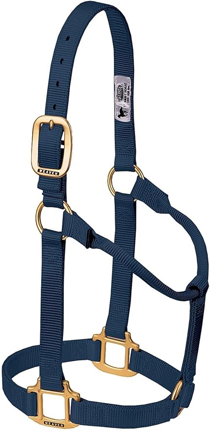 Weaver Equine Nylon Horse Halter, Triple-Ply Cheek Design, Original Non Adjustable Halters for Horses, Equine Tack,Average Size, Black