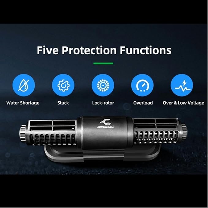 CONQUERALL Magnetic Powerhead 55W 35000L/H DC 24V Cross Flow Circulation Pump for 160 Gallon Freshwater Marine Wave Maker