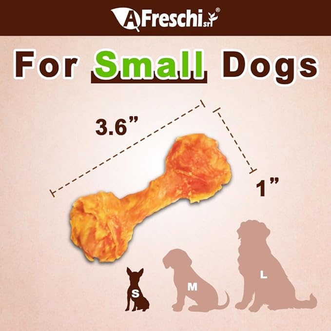 Afreschi Natural Turkey Tendon Bone (S) Pack of 4, Dog Treats for Signature Series, All Natural Human Grade Puppy Chew, USA-Sourced Turkey Tendon, Hypoallergenic, Rawhide Alternative