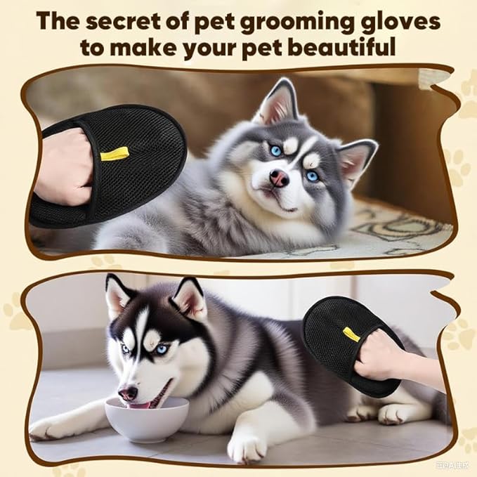 2025 Upgraded Pet Hair Removal Glove |Double-Sided – Reusable Grooming & Bathing Glove for Dogs and Cats |Soft Silcone Touch |Easy Deshedding and Cleaning Mitt (Black, 10 PCS)