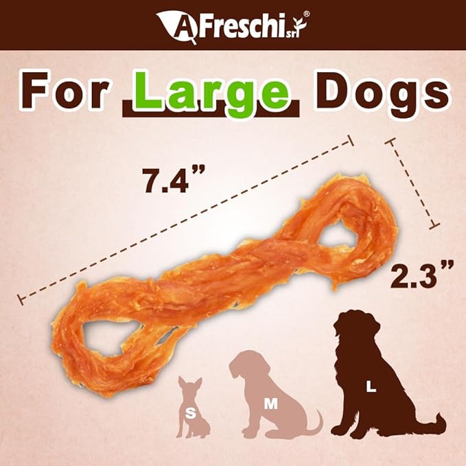 Afreschi Natural Turkey Tendon Rope (L) 3.53 oz, USA-Sourced Turkey Tendon, All Natural Human Grade Dog Chew, Hypoallergenic, Rawhide Alternative, Dog Treats for Large Breeds