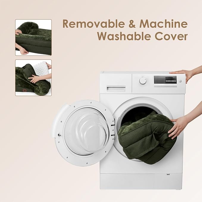 EHEYCIGA Orthopedic Dog Beds for Extra Large Dogs, Waterproof Memory Foam XXL Dog Bed with Sides, Non-Slip Bottom and Egg-Crate Foam Big Pet Couch Bed with Washable Removable Cover, Dark Green